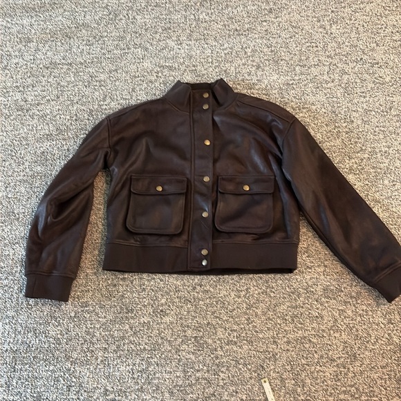 Evereve Dark Brown Bomber Jacket NWOT - Picture 12 of 16